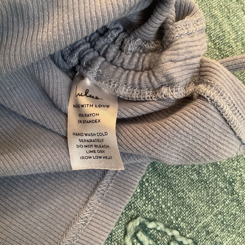 Lulus New Level Tank Women's XS Dusty Blue Ribbed Ruched Cropped Top - Picture 13 of 13